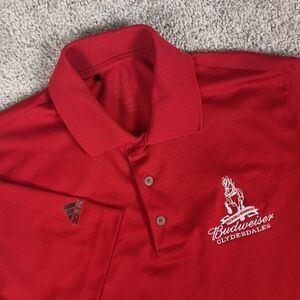 Adidas Embroidered Budweiser Clydesdales Mens Red Polo Shirt Medium